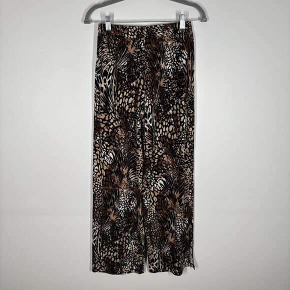Denim & Co Beach Women XXS Animal Print Pull-On Wide Leg Pants With Side Slits - Picture 7 of 11